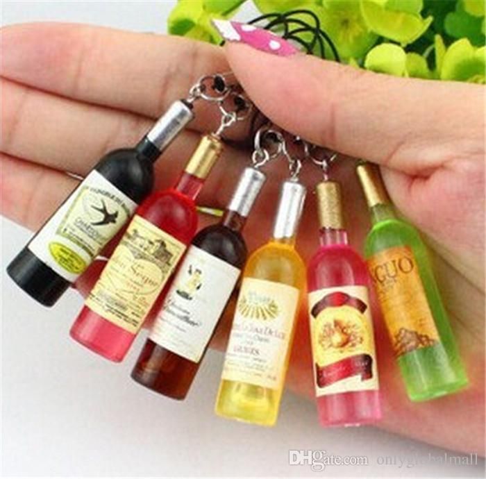 Wholesale New Mini Red Wine Bottle Keyring Key Ring Keychain For Mobile
