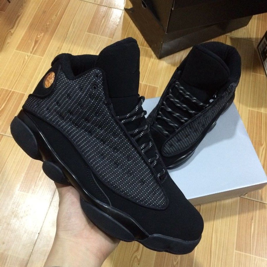 New Mens Retro 13 Og Black Cat Basketball Shoes 3m Reflect All Black 13s Trainer Sneakers For ...