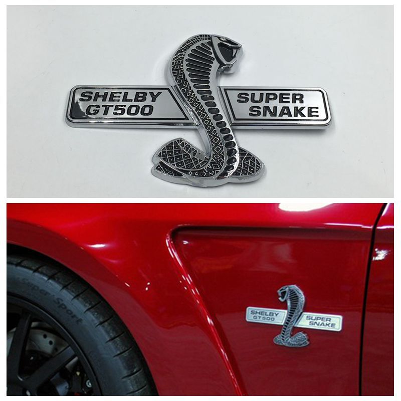 GT 500 Super Snake Chrome Emblem Logo Badge Fender Side Sticker Fit For