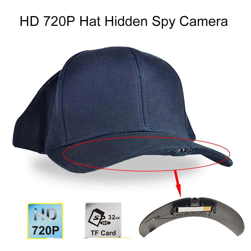 Hd 720p Hat Hidden Spy Camera 5.0mp 70 Degree Wide Angle Lens H.264