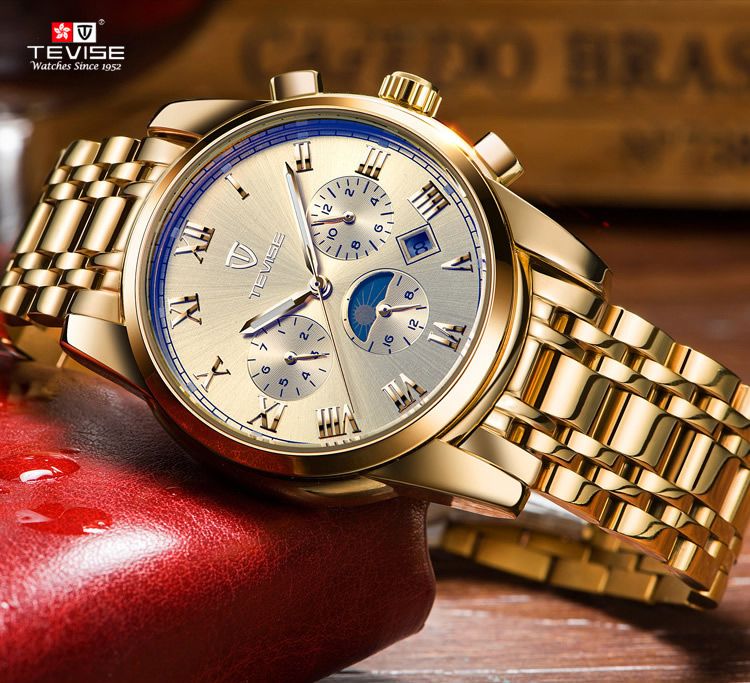 Swiss Classic Business Wrist Watch Men Brand Full Gold Stainless Steel