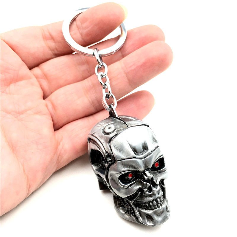 2017 Movie Terminator Keychain Cool 3d Skull Head Shape Metal Keychain