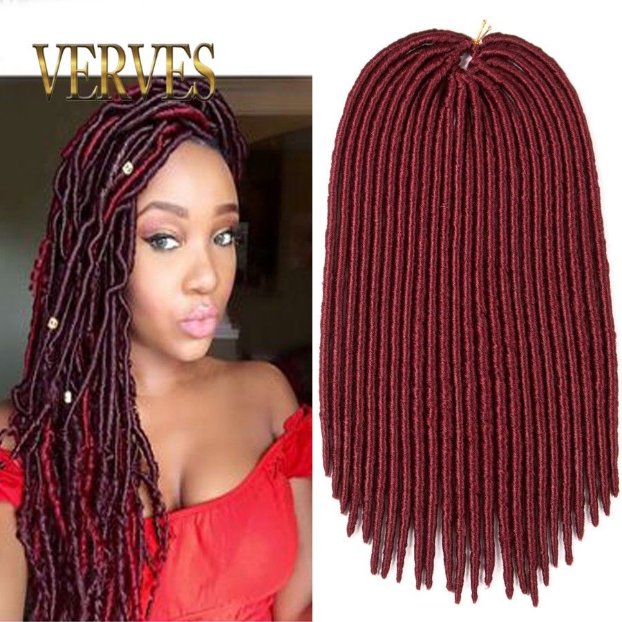 18 inch faux locs crochet hair 130g burgundy