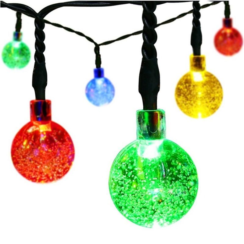 Solar Christmas String Lights,30 Led Ball 21ft White 8mode Waterproof Decorative Globe For ...