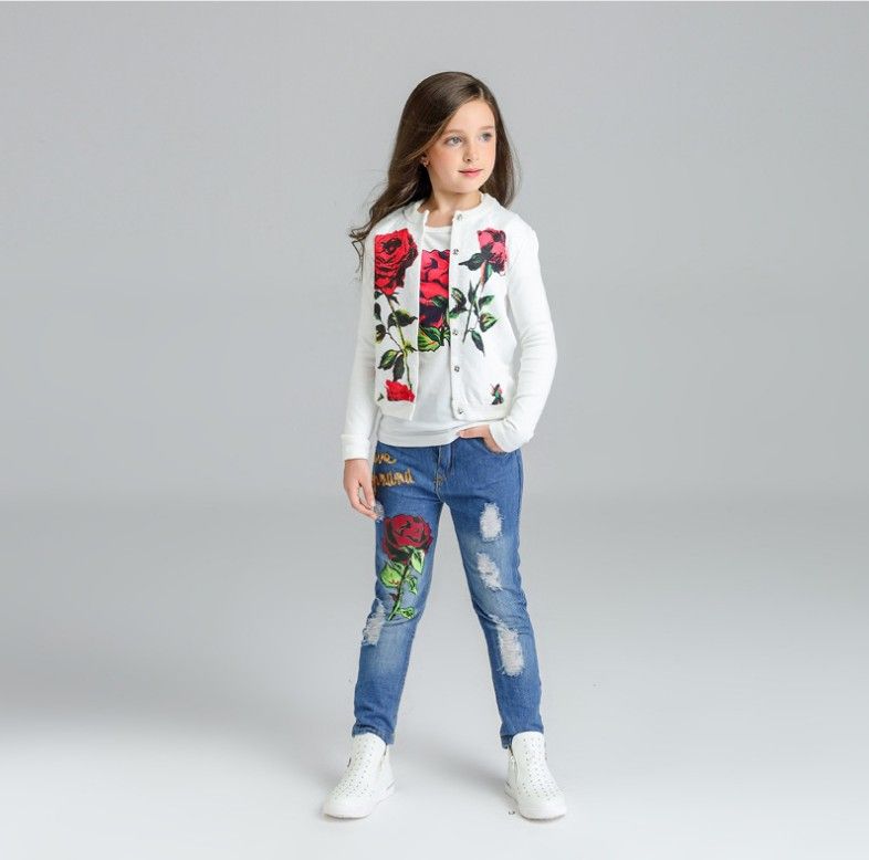 2017 Spring New Girl Clothes Sets 2 Styles Rose Flower ... 2017 Spring New Girl Clothes Sets 2 Styles Rose Flower ...