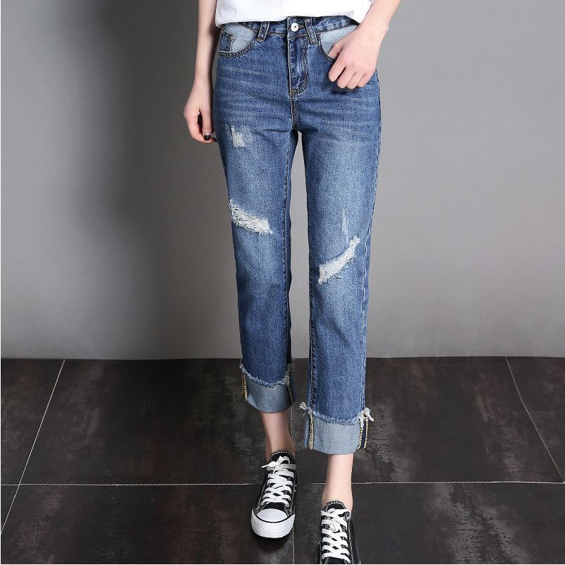 2017 Ripped Women'S Jeans High Quality Designer Jeans Brand Baggy Jeans