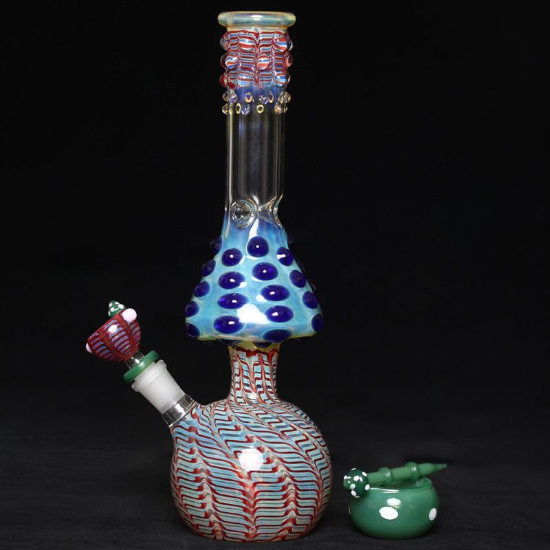2017 2017 New Mushroom Glass Water Bongs Colorful Zob Hitman Bongs 13.4