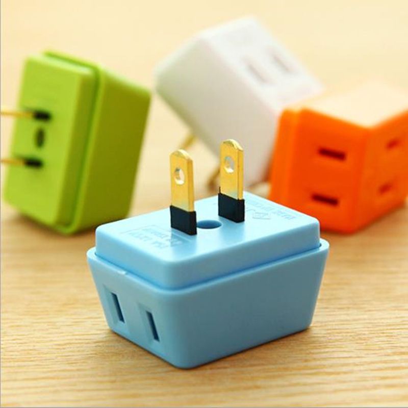 Portable Electrical Outlet Wall Plug Travel Power Strip Triple Tap 3 In