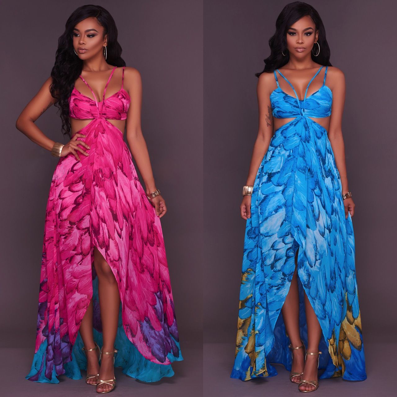 Chiffon Boho Long Maxi Dresses 2017 New Strap Sexy Summer Long Bohemian Dresses Women Floral