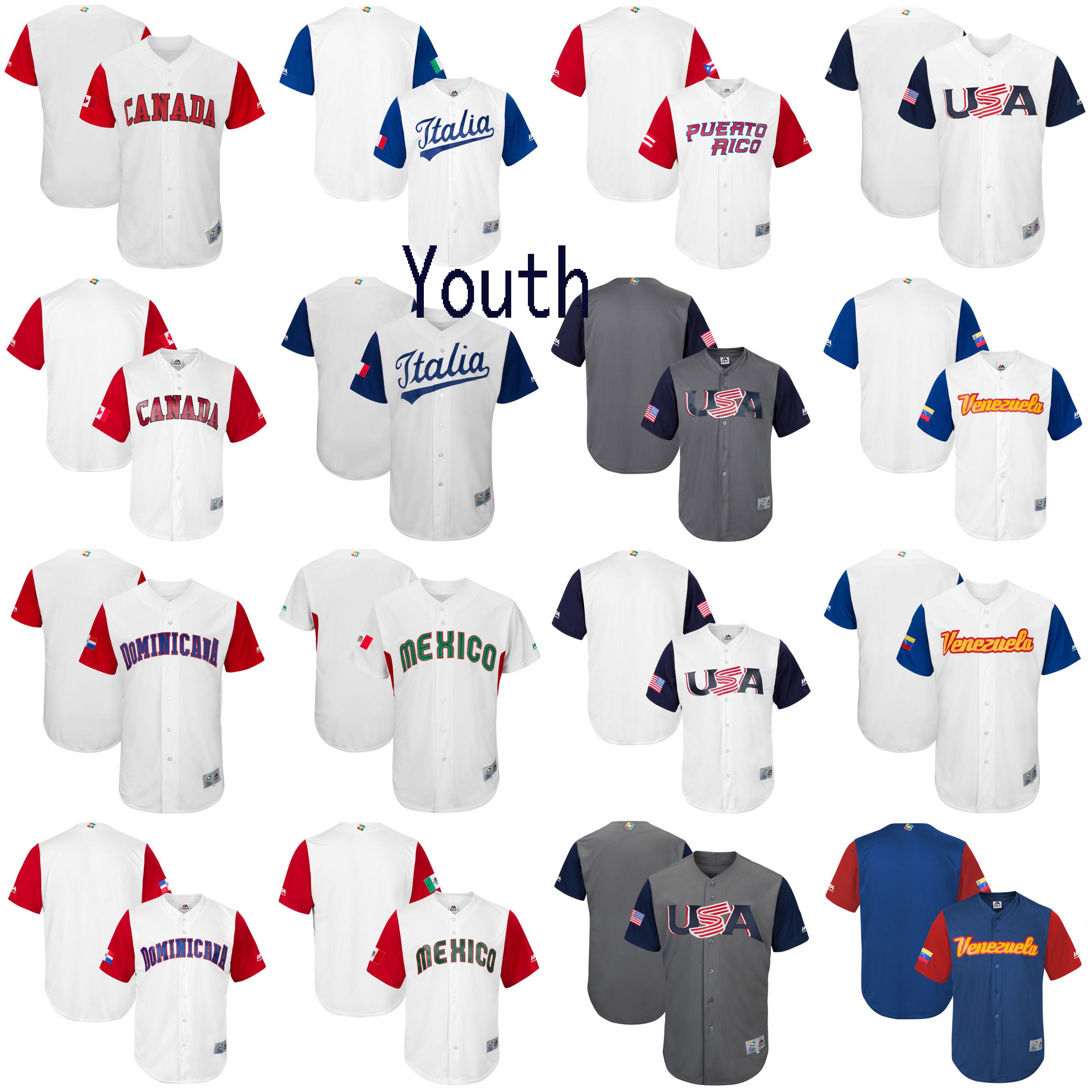 Youth 2017 World Baseball Classic Jersey America USA Canada Cuba