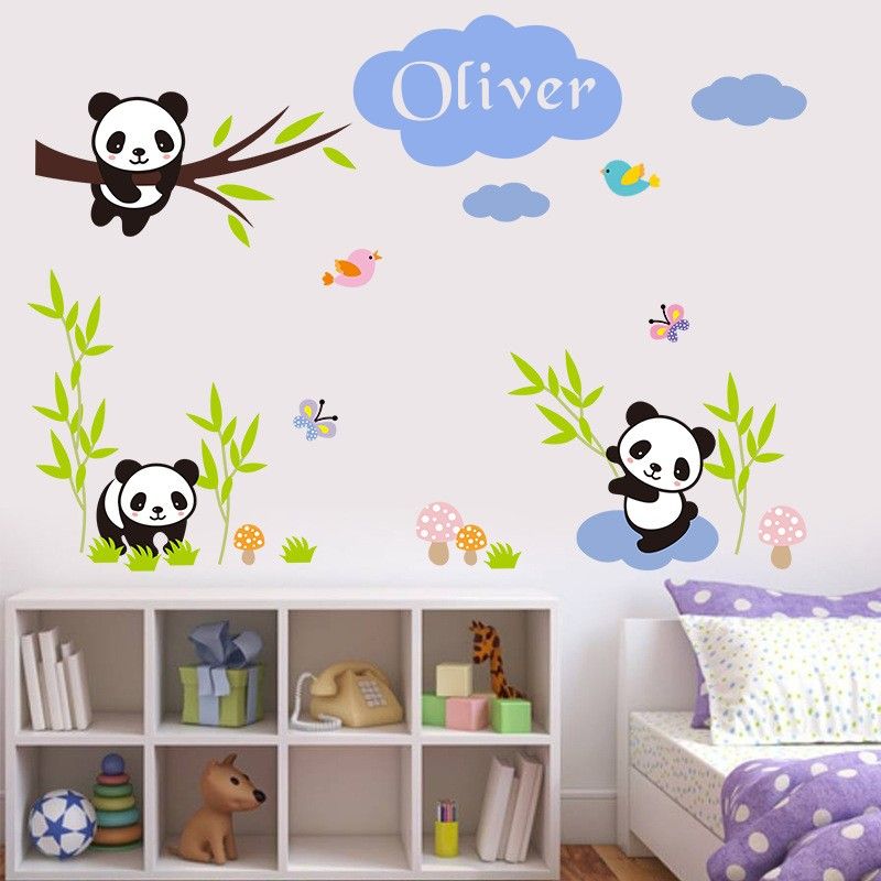 Bedroom Decor Stickers custom babys name wall stickers creative diy panda bamboo art Bedroom Decor Stickers custom babys name wall stickers creative diy panda bamboo art