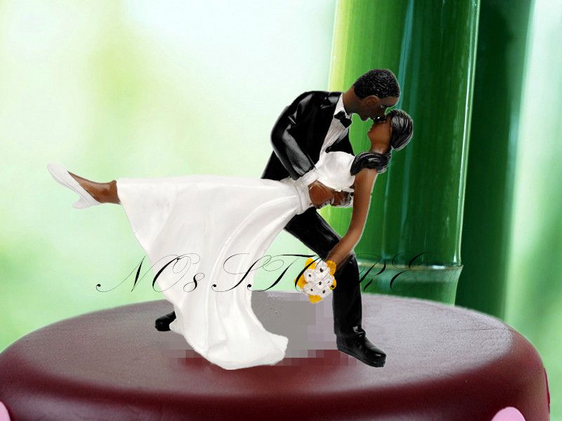 2017 African American Black Couple Cake Topper Dancing