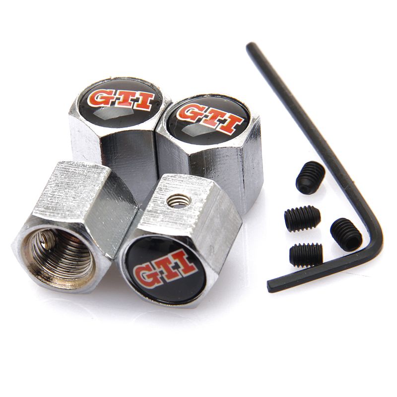 Anti Theft Tire Valve Caps With Gti Logo Car Tuning Safety Valve Stem