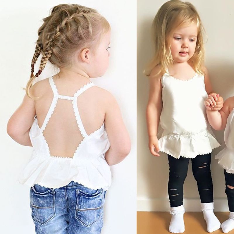 2017 Girls Tank Tops Cotton Kids Lace Sun Camisole Children Clothing