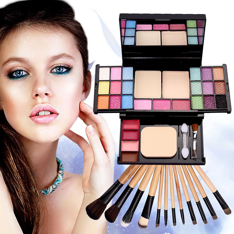 Wholesale Makeup Set Face Contour Palette+Wood Handle Make Up Brushes