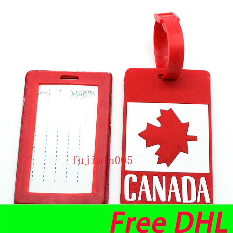 Canada Flag Aircraft Travel Luggage Tag Name Card Suitcase Elastic