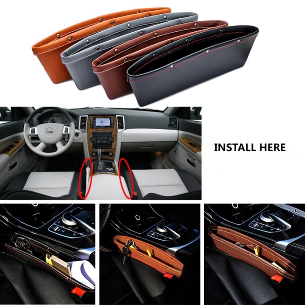 Leather Auto Car Seat Gap Pocket Catcher Organizer Leak
