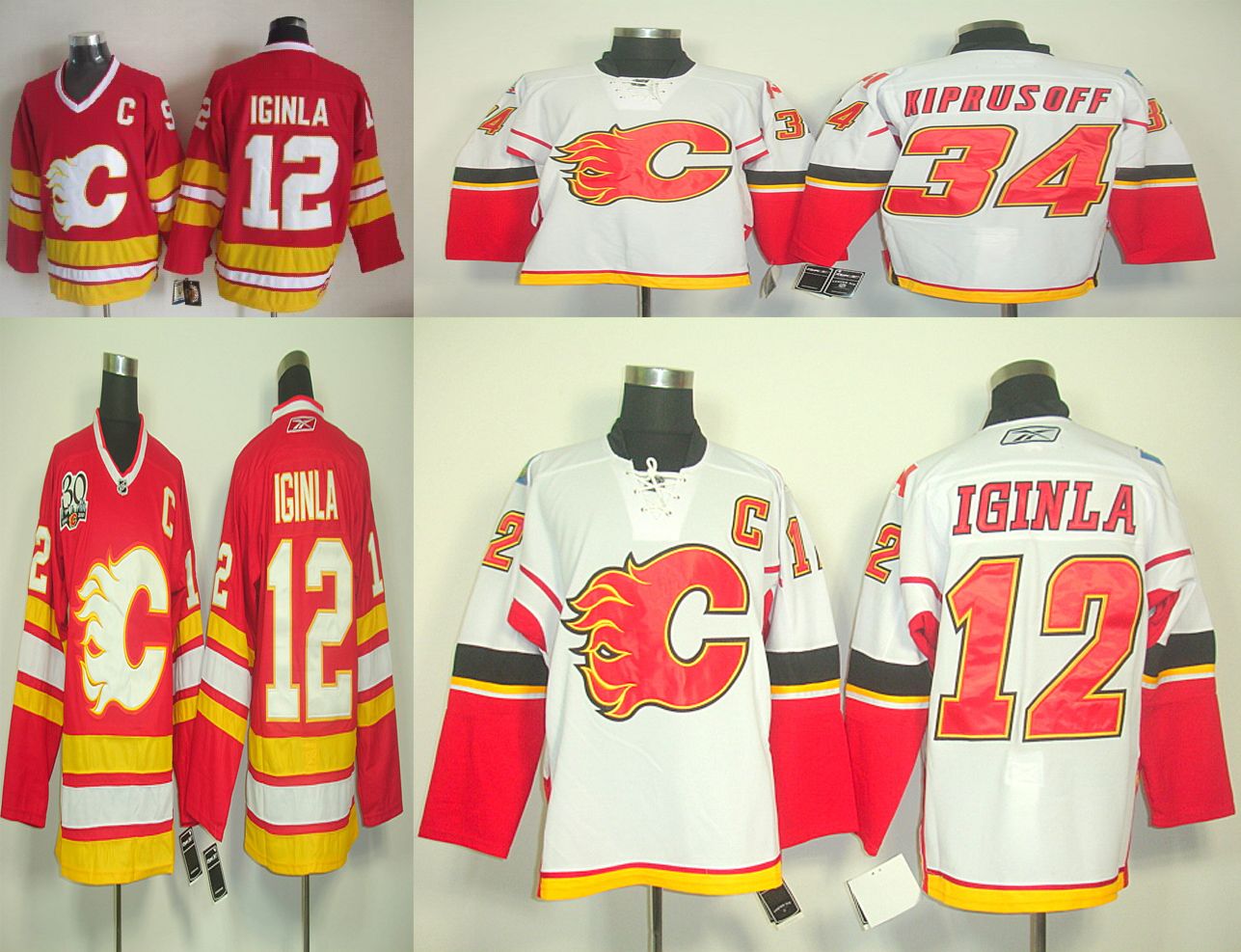 2017 Calgary Flames Mens Jerseys 12 Jarome Iginla 34 Miikka Kiprusoff