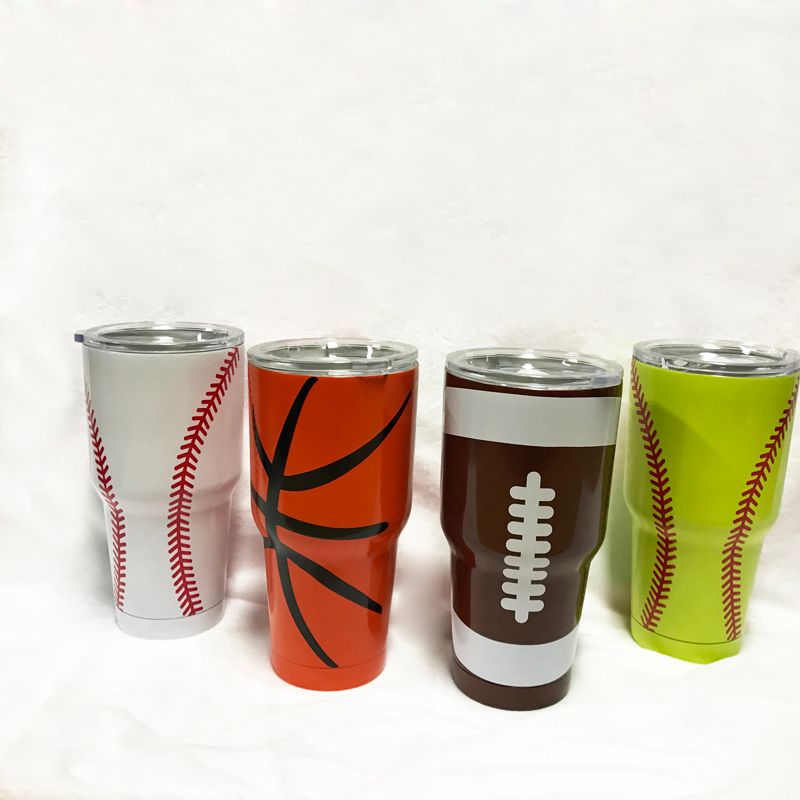 30oz Baseball Tumbler Softball Stainless Tumbler Powder Coated Sports