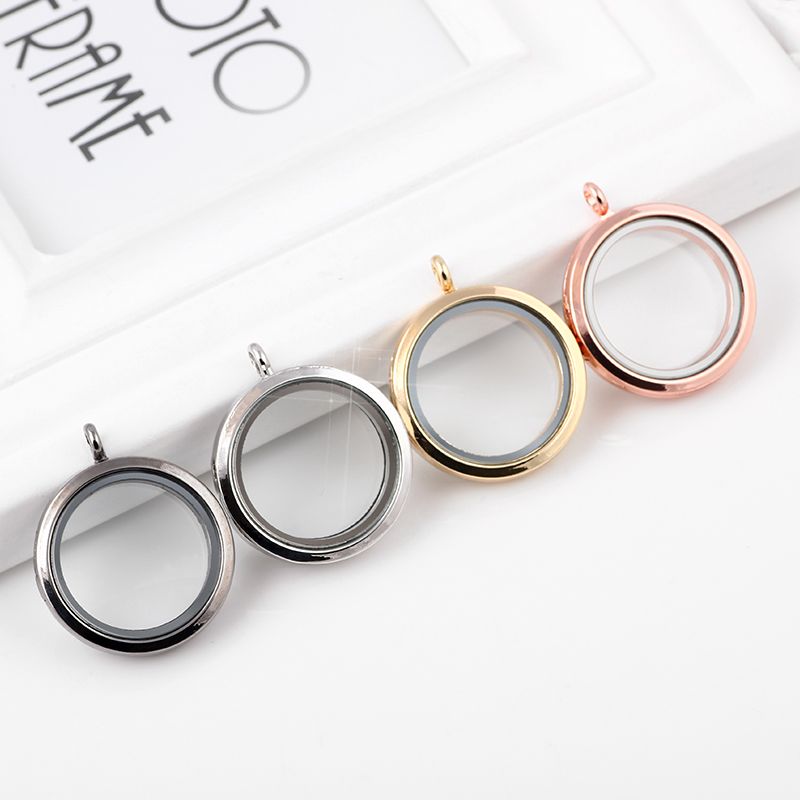 Alloy 30mm Round Plain Locket Without Free Chain Floating