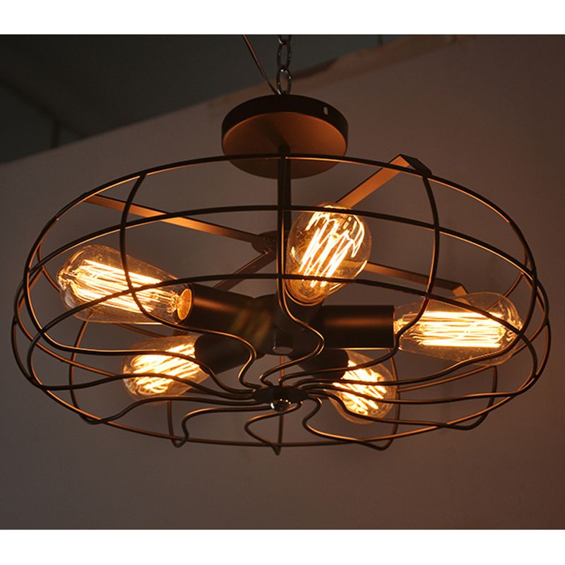 Wholesale Industrial Vintage Ceiling Light Cage Dark Rust 18w X 10h Barn Metal Semi Flush Mount
