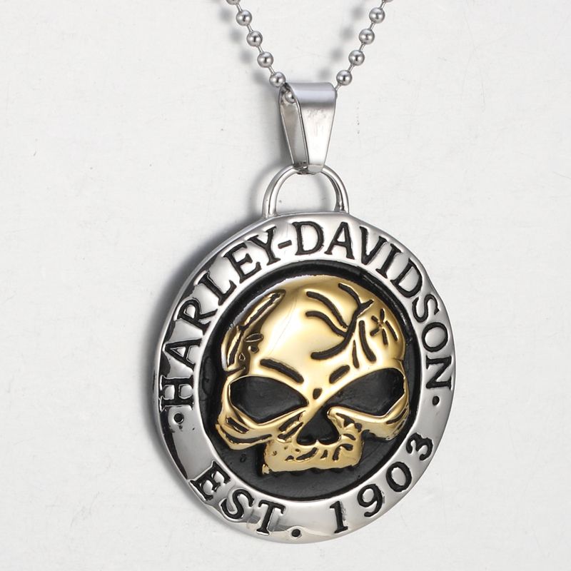 Wholesale Skull Titanium Steel Harley Davidson Pendant