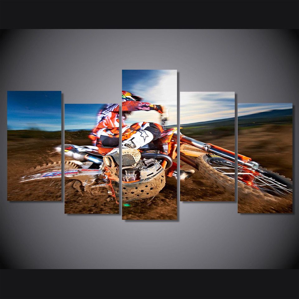 2017 Framed Hd Printed Motocross Sports Picture Wall Art Canvas Print