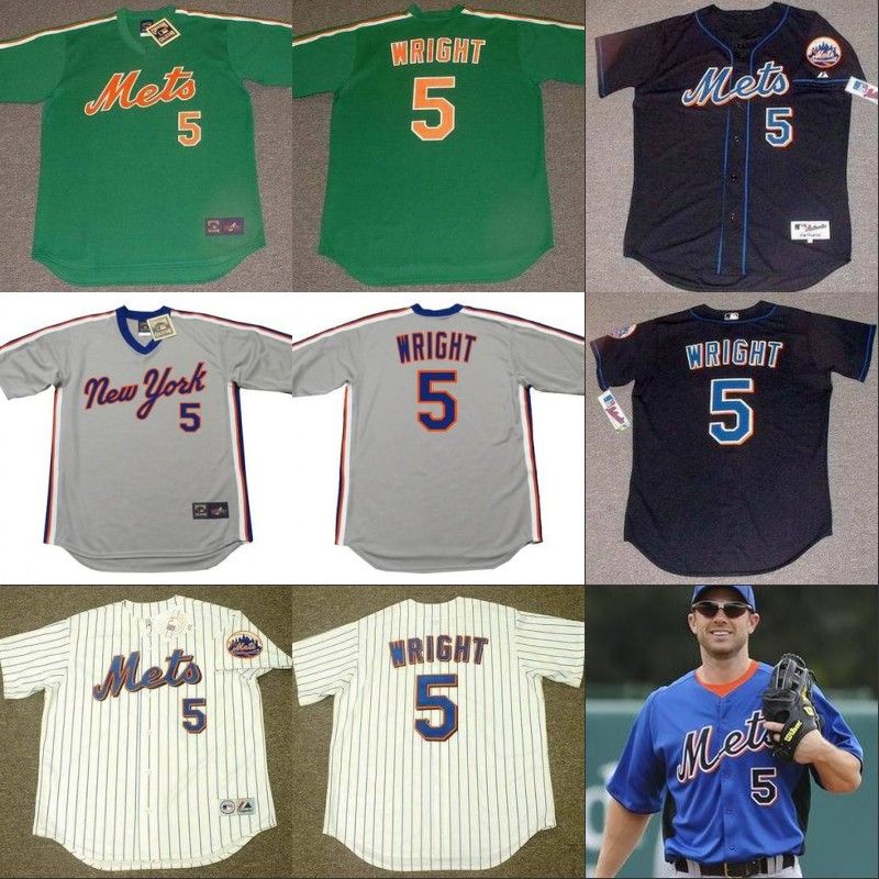 2017 Mens Mets Wright Cooperstown Throwbacks Jersey 5 David Wright New