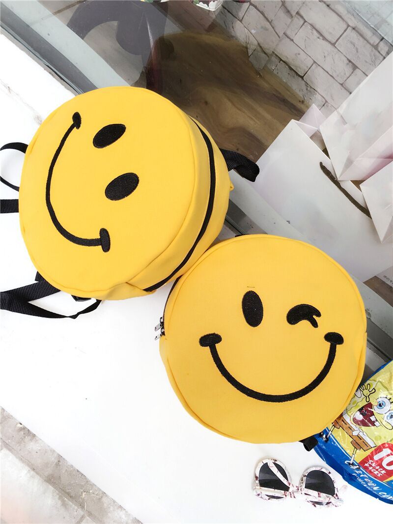 New Yellow Smiley Face Emoji Backpack School Fashion Backpack Bag