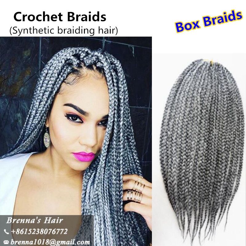 2017 3s Small Box Braid Extensions Burgundy Grey 613 Blonde 20 24 Inch
