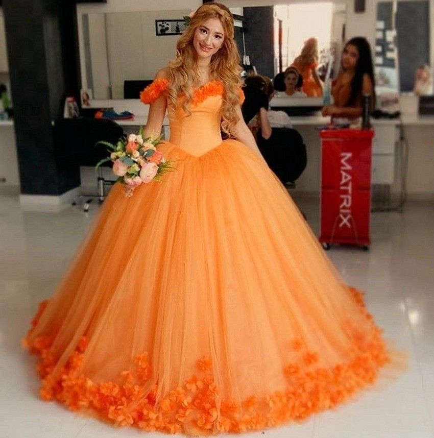 Latest Beautiful Orange Quinceanera Dresses 2017 Sweetheart Backless