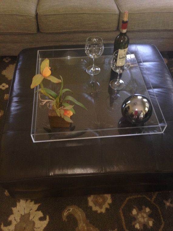 2018 Hot Sale Clear Acrylic Ottoman Trays Lucite Service Tray Unique