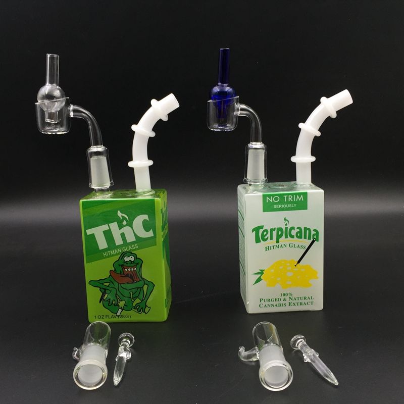 2018 Hitman Glass Water Bong Cereal Box Juice Box Oil Dab Rigs Mini