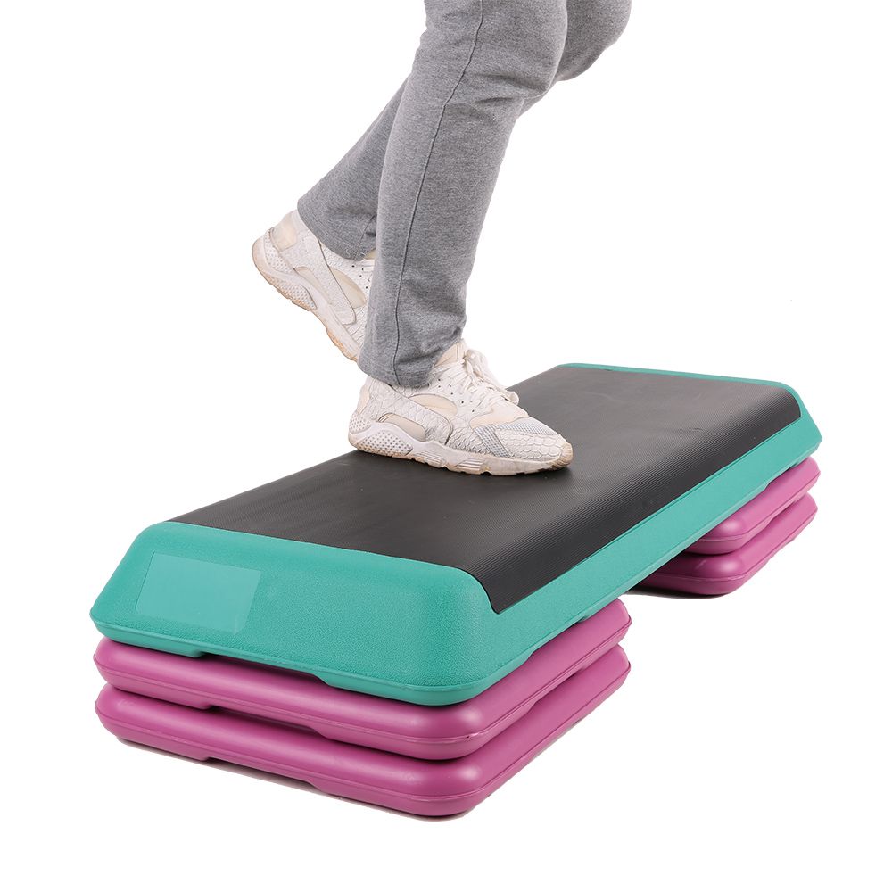 2018 New Design Adjustable Aerobic Platform Stepper With Risers Step Aerobics Trainer Home Gym