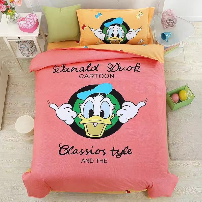 New Donald Duck 100 Cotton Cartoon Bedding Set For Kids / Children Duvet Cover Set Green Duvet