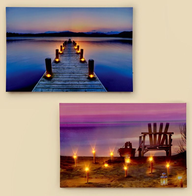 2017 Led Canvas Art Light Up Colorful Seascape Pier View With