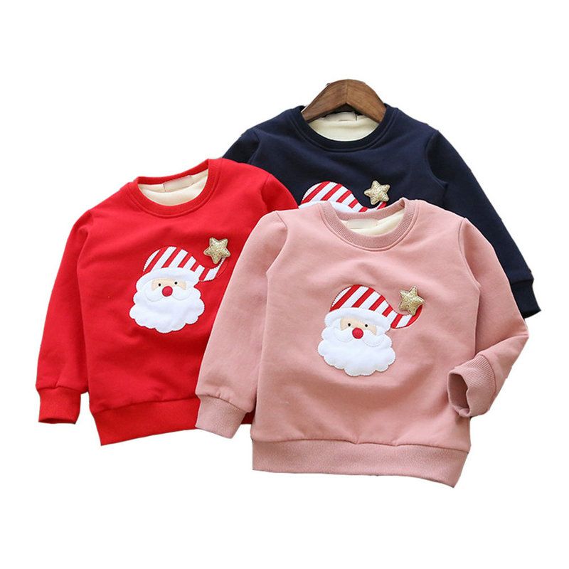 2017 Children Girls Christmas Underwear Sweatshirts Add Cashmere