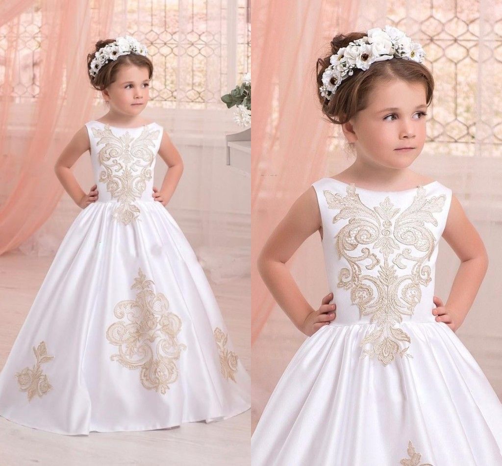 2017 New Cheap Simple Flower Girls Dresses For Weddings Jewel Neck