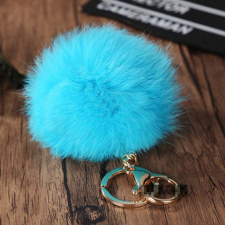 Fluffy Keychain Puff Ball 8cm Solid Color Rabbit Fur Ball Keychains