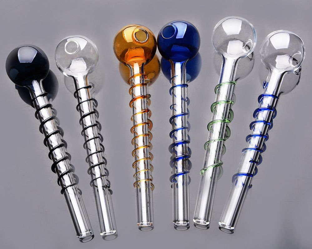 2017 New Arrival Glass Pipes Single Bubble Pipes With Colorful Helical