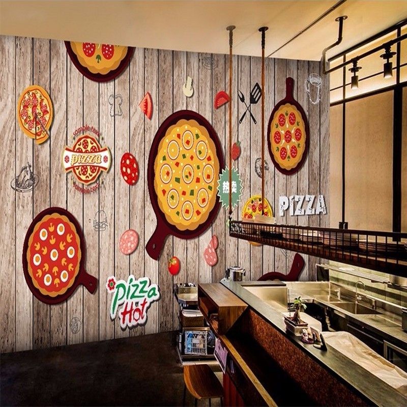 3d Stereo Custom Pizza Painted Mural Catering Pizza Restaurant Coffee