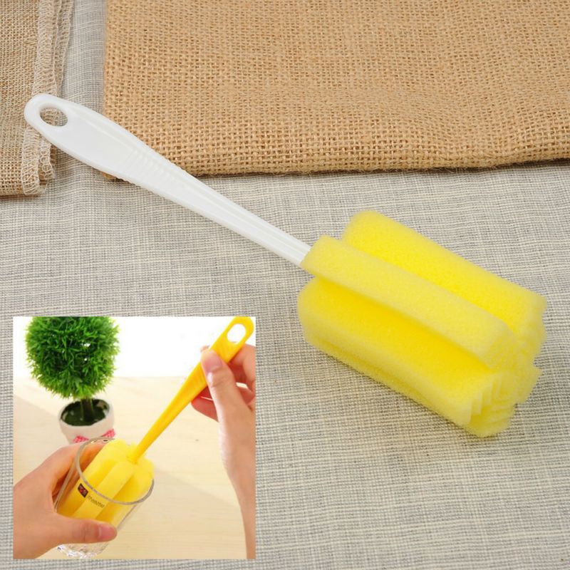 2017 Long Handle Sponge Cup Brush Bottle Clean Brush Drinking Glasses