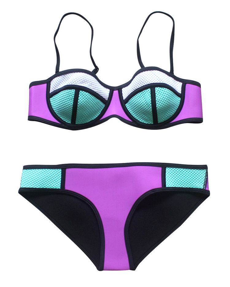 2017 Crotcheted Neoprene Bikini/ Fancy Contrast Color Swimwear/Dilint