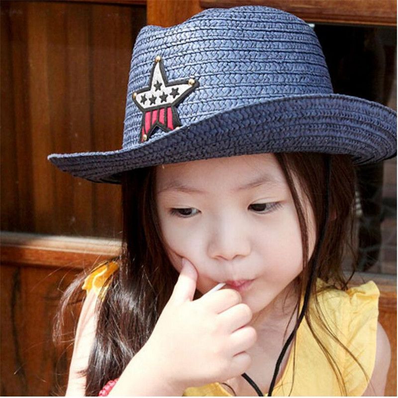 2017 Kids Straw Western Cowboy Hat Children Cowgirl Hat With Americian