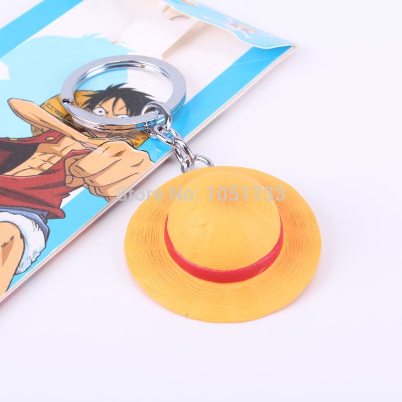 Anime One Piece Luffy Straw Hat Keychains Pvc Pendant Keychain Key