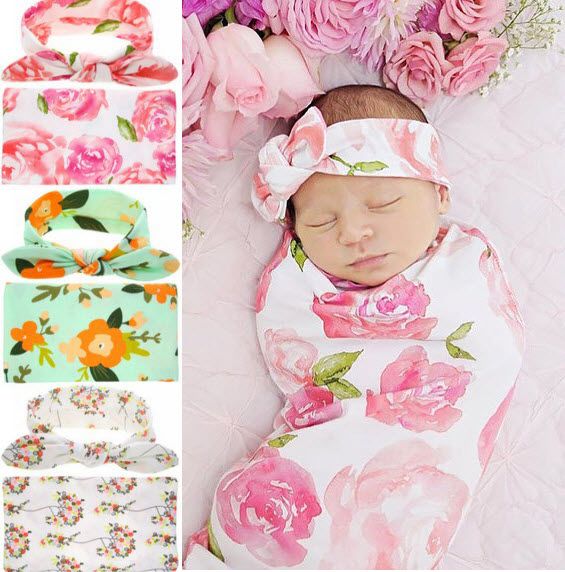 2017 Ins Infant Baby Swaddle Sack Baby Girl Rose Flower Blanket Newborn