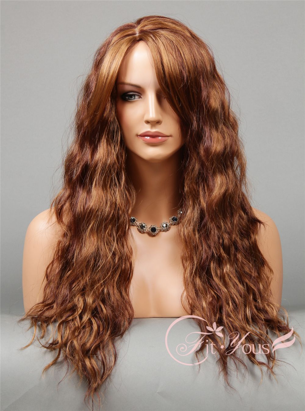 Fashion Long Spiral Loose Curls Curly Wigs Auburn Blonde Mix 3 Tone