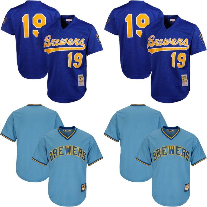 2017 Men'S Milwaukee Brewers Throwback Jersey 19 Robin Yount
