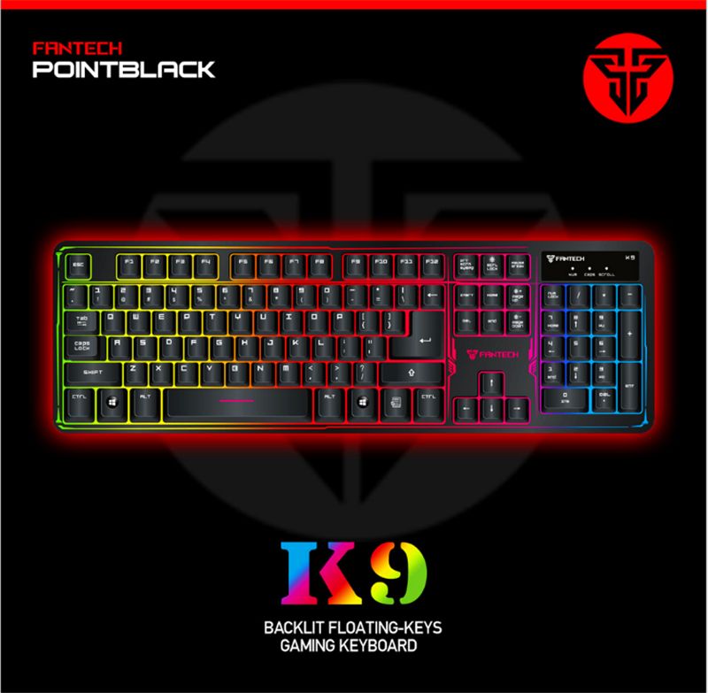 Backlit Floating Keys Pro Gaming Keyboard K9 104 Keys Mechanical Feel