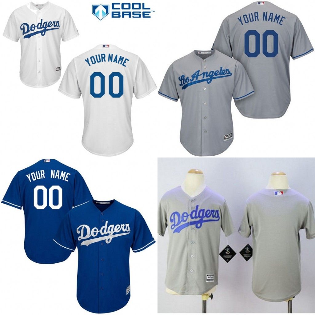2017 2017 Custom Youth Los Angeles Dodgers Baseball Jerseys White Grey